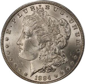 1884 $1 Morgan Silver Dollar Brilliant Uncirculated US Coin 90% Silver - Picture 1 of 3
