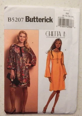 Butterick B5207 Dress Pattern Chetta B Easy Misses A-Line Dress 8 10 12 14 Uncut - Image 1 of 4