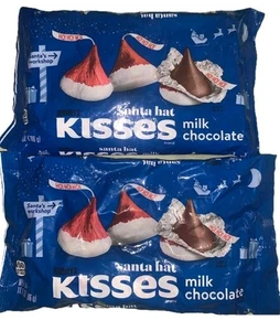 2 pezzi Hershey's Kisses cioccolato al latte Babbo Natale cappello caramelle 10,1 once ciascuno BB 11/2025 - Foto 1 di 6