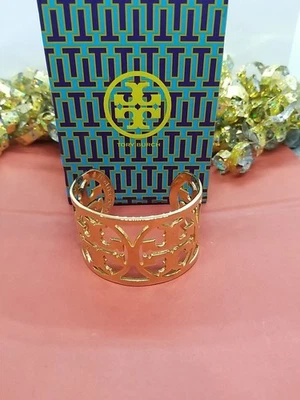 Bracelete Tory Burch Gold Miller logotipo T vem com caixa Tory Burch em excelente estado usado! - Imagem 1 de 4