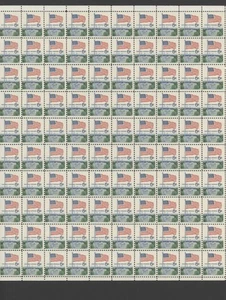 1968 US Scott #1338 6c Flag Over White House, Sheet of 100 MNH - Picture 1 of 1