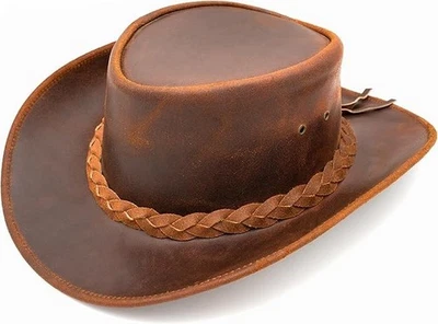 Leather Outback Cowboy Hat – Suede Western Hat for Ranch, Hiking, Trail Riding - Image 1 of 4