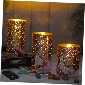  Flameless Candles Mercury Glass Candle Holder, Decorative LED Candle, Pink - Picture 1 of 8