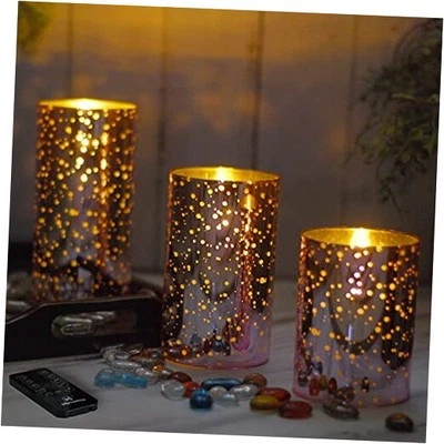  Candelabro de cristal de mercurio velas sin llama, vela LED decorativa, rosa Foto 1 de 4