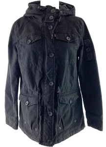 Levi's Hoodie Classic Trucker Jacke Damen Gr. L Taschen Reißverschluss Knopf Mantel - Bild 1 von 10