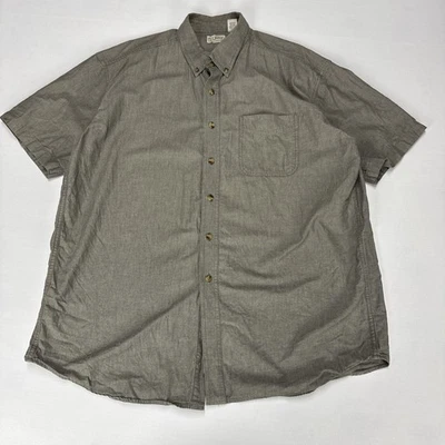 LL BEAN Shirt Mens XL Heather Green Short Sleeve Button Up Classic Cotton - Image 1 of 4