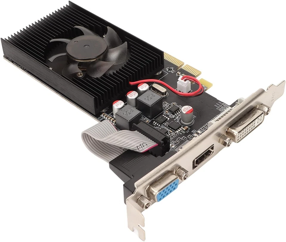 AMD HD 7450, 2GB DDR3 ,HDMI VGA,DVI, PCIE, HALF HEIGHT CARD, BRACKETS INCL. NEW - Image 1 of 4