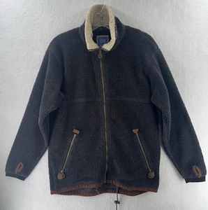 Alf Kuhl Jacke Herren S schwarz Fleece Sherpa Aztekenkragen durchgehender Reißverschluss hergestellt in den USA Vintage - Bild 1 von 17
