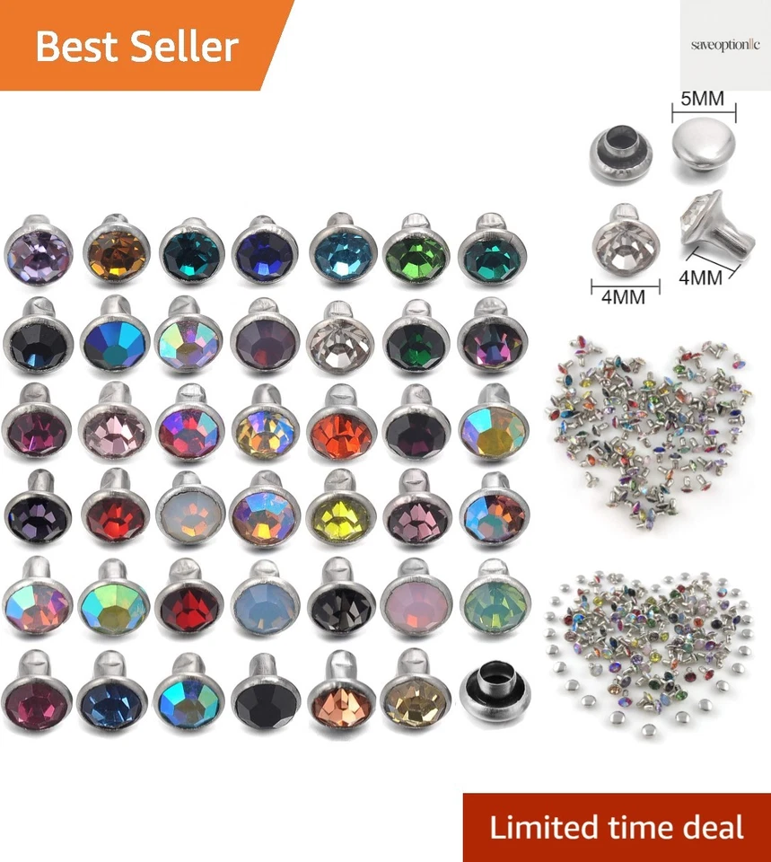 100 rebites de cristal coloridos mistos 4MM CZ em bolsa com zíper conveniente para excelência faça você mesmo - Imagem 1 de 4