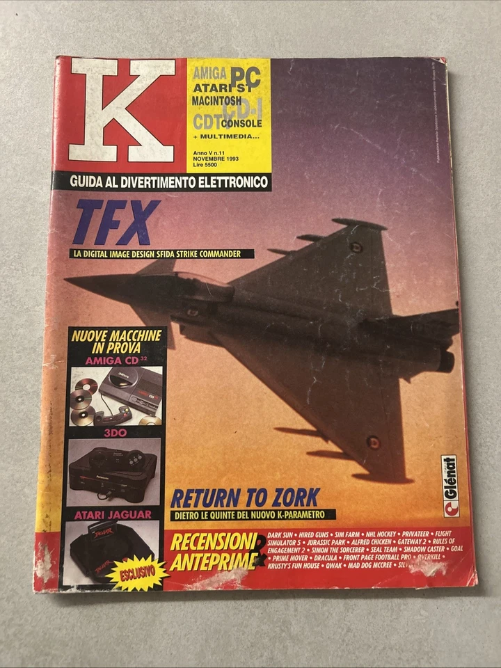 RIVISTA K - GUIDA AL DIVERTIMENTO ELETTRONICO Anno 5 N’ 11 Novembre 1993 - Immagine 1 di 4
