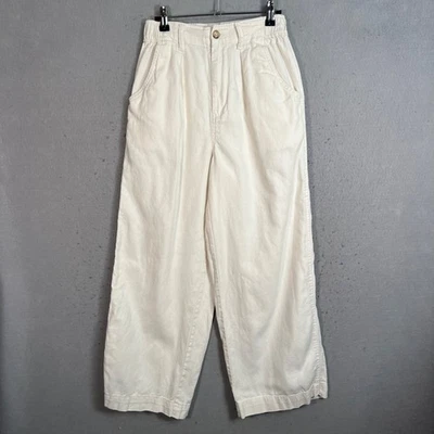 Pantalones blancos suaves de pierna ancha Madewell para mujer talla 00 mezcla de algodón y lino Foto 1 de 4