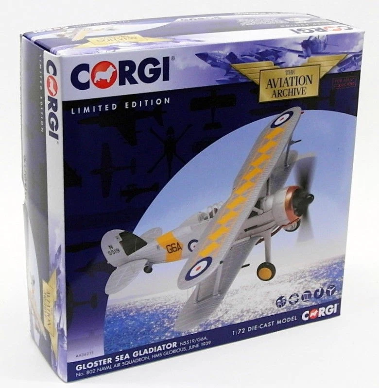 Corgi 1/72 Scale AA36211 - Gloster Sea Gladiator #802 Naval Air Sq. HMS Glorious - Image 1 of 4