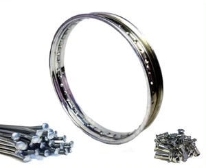 WM1 Greeves Edelstahl Felge & Speichen Satz 19x1,60 (40) Paddel Nabe vorne - Bild 1 von 5