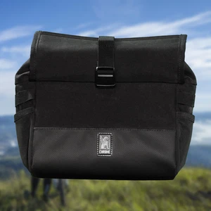 CHROME DOUBLE TRACK HANDLE BAR BAG. BLACK. BG-328 NEW w/out tags  L-229 L-230 - Picture 1 of 4