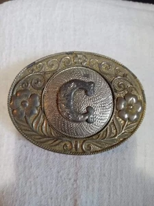 Vintage Brass “C” Monogram Belt Buckle - Picture 1 of 2