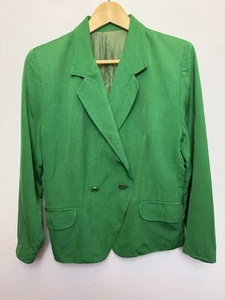 Burberry Women's UK 12 Vintage Green Blazer Jacket Linen Mix - Picture 1 of 13