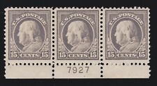 US 514 15c Franklin Mint Plate #7927 Strip of 3 VF OG NH/ VLH/ NH SCV $195