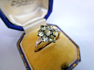 Lovely Ladies 9ct White Gold Lemanja Amblygonite Cluster Ring Size N 1/2, 2.2g - Picture 1 of 12