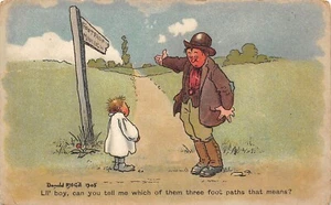 POSTCARD DONALD MCGILL LAD COUNTRY YOKEL SIGN POST PATHS - Picture 1 of 2