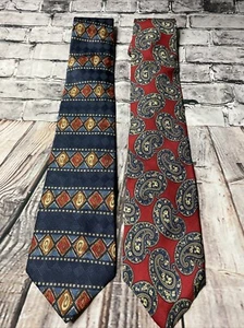 Gant Neckties Red & Blue Paisleys Lot Of 2 Men's 100% Silk Suit Ties - Picture 1 of 8