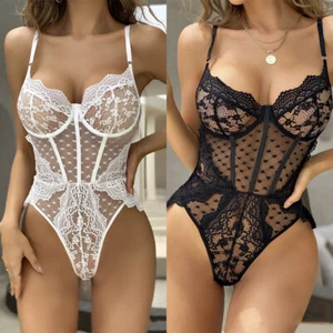 Sleepwear Bodysuit Sexy Lingerie Nightwear Corset Lace Underwear Erotic Babydoll - Picture 1 of 14