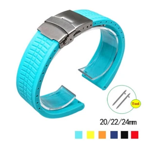 Silicone Rubber Watch Strap Band 20mm 22mm 24mm for SEIKO for Samsung Men Women - Picture 1 of 20