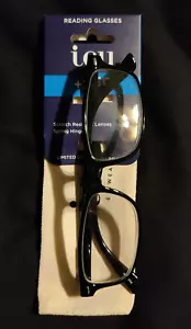 ICU Eyewear Emeryville Black Reading Glasses Readers with Case +2.50 NIP - Picture 1 of 4