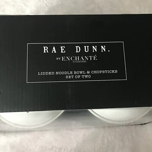 Rae Dunn By Enchante Lidded Noodle Bowl & Chopsticks Set of 2 Melamine New - Picture 1 of 16