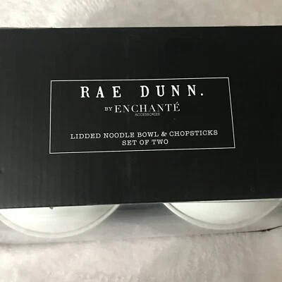 Rae Dunn By Enchante Lidded Noodle Bowl & Chopsticks Set of 2 Melamine New - Image 1 of 4