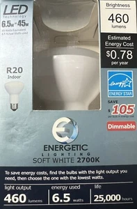 Energetic Lighting R20 Indoor Soft White 2700K Lamp 460 Lumens Dimmable - Picture 1 of 5