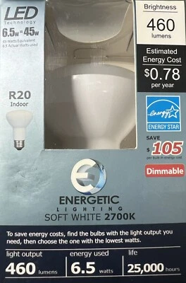 Energetic Lighting R20 Indoor Soft White 2700K Lamp 460 Lumens Dimmable - Image 1 of 4