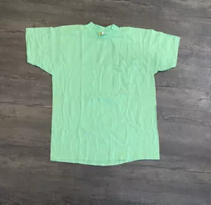 VTG Single Stitch Men's T-Shirt Medium Blank Lime Green Exit Made In USA - Picture 1 of 5