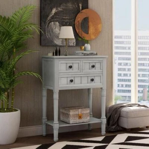 Harper And Bright Designs Console Table With 3-Drawers Rectangle Wood 24" Gray - Picture 1 of 8