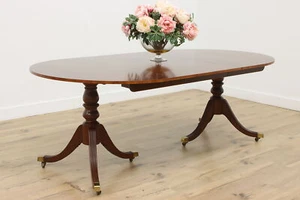 Georgian Banded Mahogany Dining Table Opens 82" Baker #53851 - Picture 1 of 15