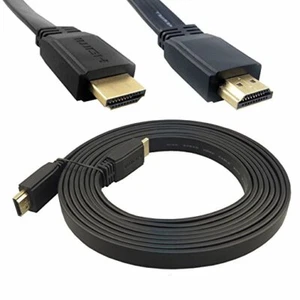 Langer flacher HDMI Stecker auf Stecker High Speed mit Ethernet Kabel PS4 SKY Gold Blei 3D - Bild 1 von 9