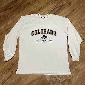Colorado Buffaloes White Tshirt Men Size Large Vintage Football NCAA Long Sleeve - Picture 1 of 8