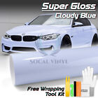 High Gloss Cloudy Blue Car Vinyl Wrap Sticker Decal Sheet Film DIY Air Release