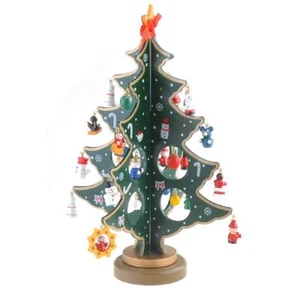 Tabletop Christmas Tree Wooden Desk Tree With Miniature Christmas Ornaments Tree - Picture 1 of 1