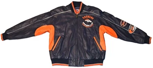 VTG Denver Broncos Super Bowl XXII & XXXIII Champions Leather Jacket Men's Large - Picture 1 of 24