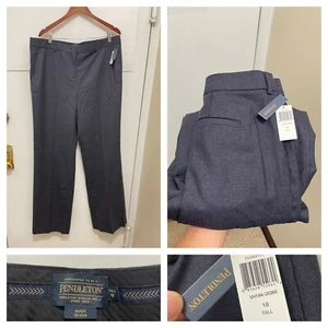 NWT Pendleton Womens plus 18 Tall Virgin Wool Straight dress pants Career Blue - Picture 1 of 22