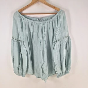 Just jeans womens blouse top size 8 sea blue long sleeve linen viscose 110960 - Picture 1 of 8