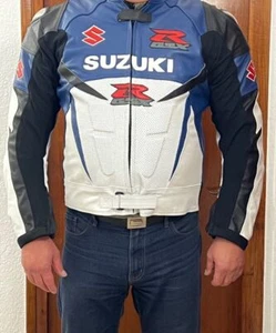 GSXR SUZUKI Motorcycle Jacket Motorbike Racing Biker Men Leather Jacket-XS-6XL - Picture 1 of 5