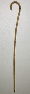 Walking Cane Stick Bamboo Vintage Crook Shaft Bent Curled Handle Metal Foot 36" - Picture 1 of 18