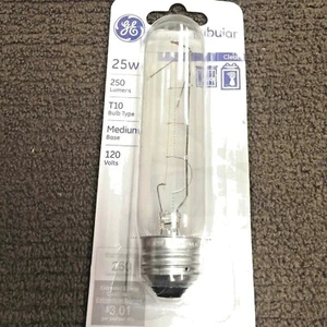 Light Bulb Tubular, 25 Watt Medium Base, 120 Volt, Clear 250 Lumens  - Picture 1 of 1