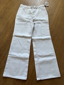 LEVIS FOR ME Vintage Jeans Wide Flare Leg Bell Bottom White Red Stitch Size 16 - Picture 1 of 16