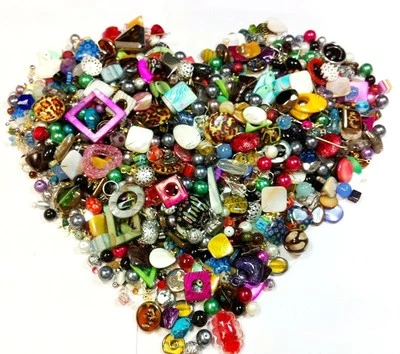 Perlen Glas DIY METALL Holz 500g  Bastlerbedarf MIX Überaschungspaket RESTPOSTEN - Bild 1 von 4