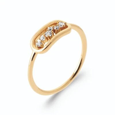 18 Karat Vergoldeter Ehering - Ovaler Ajourierter Cabochon Mit Zirkonium - Bild 1 von 4