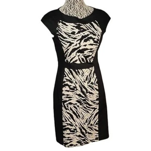 Vestido informal de negocios ceñido al cuerpo estampado animal ANN KLEIN PARA MUJER 6 negro/blanco - Imagen 1 de 7