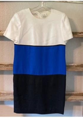 LIZ CLAIBORNE Black/White/Blue ColorBlock Short Sleeve Shirt Dress - Size 6 - Image 1 of 4