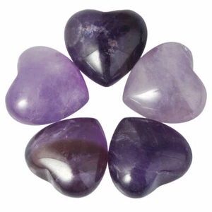 Piedra de bolsillo de bolsillo EPIC GEMS-Puff Corazón amatista tallada curación Reiki preocupación de palma-1 pieza - Imagen 1 de 4